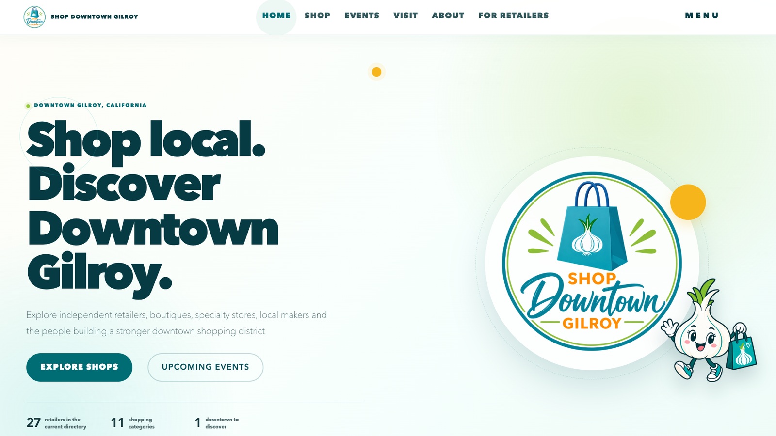 Homepage preview of the Shop Downtown Gilroy website
